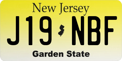 NJ license plate J19NBF