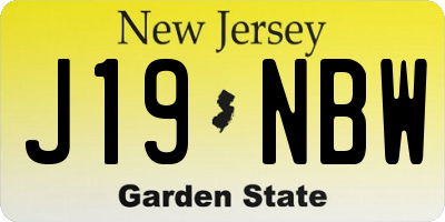 NJ license plate J19NBW