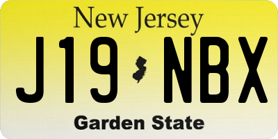NJ license plate J19NBX