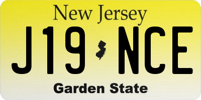 NJ license plate J19NCE
