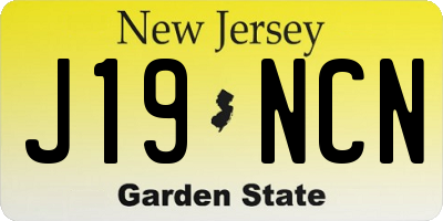 NJ license plate J19NCN
