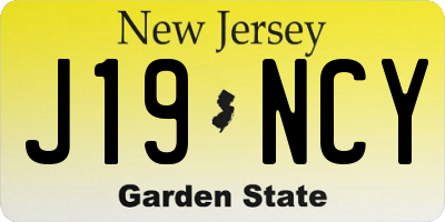 NJ license plate J19NCY