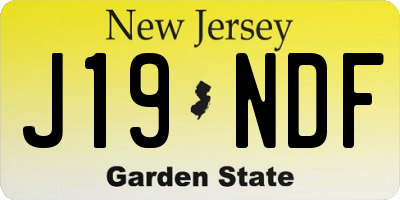 NJ license plate J19NDF