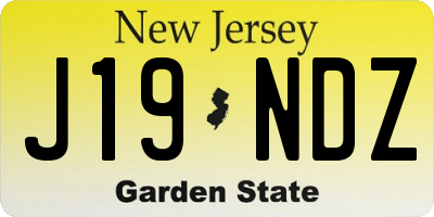 NJ license plate J19NDZ