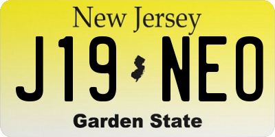 NJ license plate J19NEO