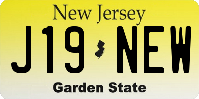 NJ license plate J19NEW