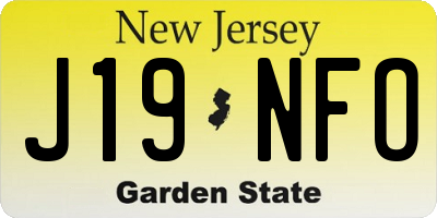 NJ license plate J19NFO