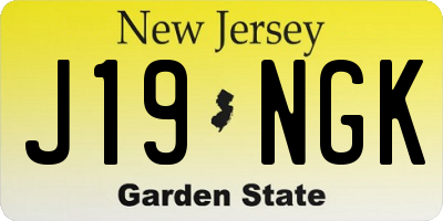 NJ license plate J19NGK