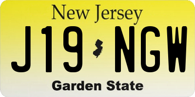 NJ license plate J19NGW