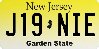 NJ license plate J19NIE