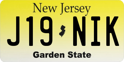NJ license plate J19NIK