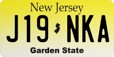 NJ license plate J19NKA