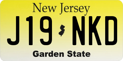 NJ license plate J19NKD