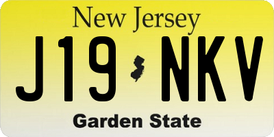 NJ license plate J19NKV
