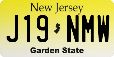 NJ license plate J19NMW