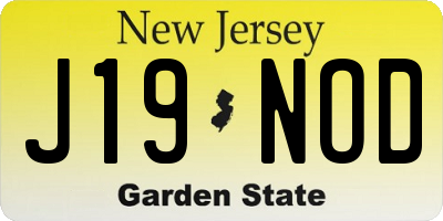 NJ license plate J19NOD