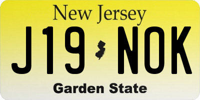 NJ license plate J19NOK
