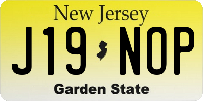 NJ license plate J19NOP