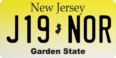 NJ license plate J19NOR