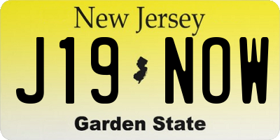 NJ license plate J19NOW