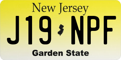 NJ license plate J19NPF