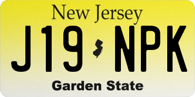 NJ license plate J19NPK