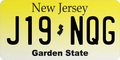 NJ license plate J19NQG