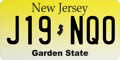 NJ license plate J19NQO