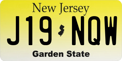 NJ license plate J19NQW