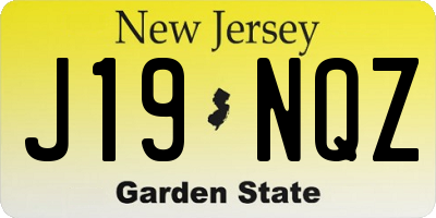 NJ license plate J19NQZ