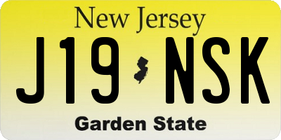 NJ license plate J19NSK