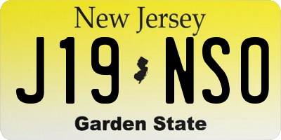 NJ license plate J19NSO
