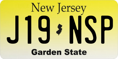 NJ license plate J19NSP