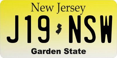 NJ license plate J19NSW