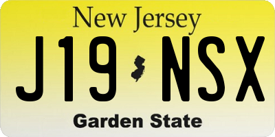 NJ license plate J19NSX