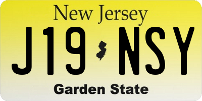 NJ license plate J19NSY