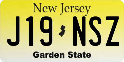NJ license plate J19NSZ