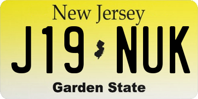 NJ license plate J19NUK