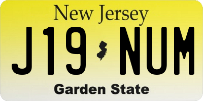 NJ license plate J19NUM