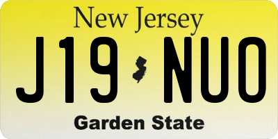 NJ license plate J19NUO
