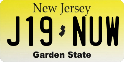NJ license plate J19NUW