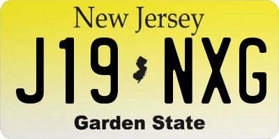 NJ license plate J19NXG