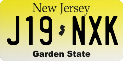 NJ license plate J19NXK