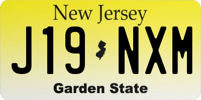 NJ license plate J19NXM