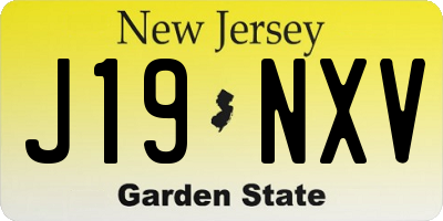 NJ license plate J19NXV