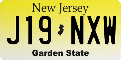 NJ license plate J19NXW