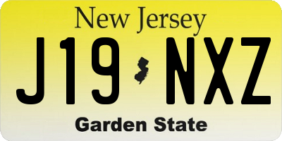 NJ license plate J19NXZ