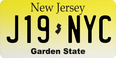 NJ license plate J19NYC
