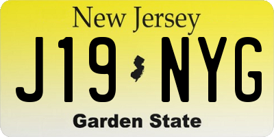 NJ license plate J19NYG