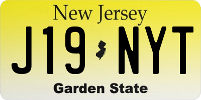 NJ license plate J19NYT